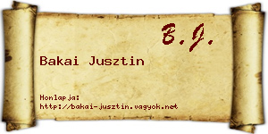 Bakai Jusztin névjegykártya